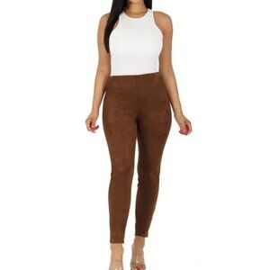 BBJ Brown Faux Suede Leggings Pull On Skinny Pants Size S. NWT